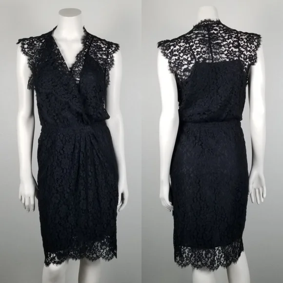 Balenciaga | Dresses | Balenciaga 209 Black Lace Knee Length Dress Size 38  | Poshmark